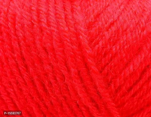 Vardhman 100% Acrylic Wool Candy Red (10 pc) Baby-Soft Wool Ball Hand Knitting Wool/Art Craft Soft Fingering Crochet Hook Yarn, Needle Knitting Yarn Threa U VZD-thumb2