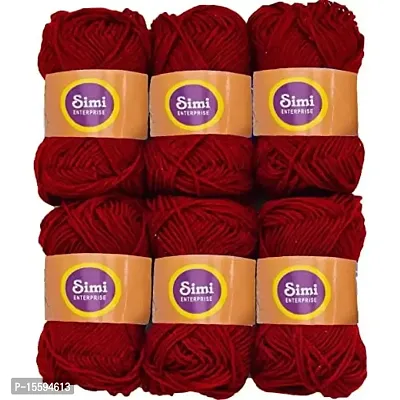 SIMI ENTERPRISE 100% Acrylic Wool Mehroon 6 Pc M.G Ball Wool Ball Hand Knitting Wool/Art Craft Soft Fingering Crochet Hook Yarn-GB Art-DDG