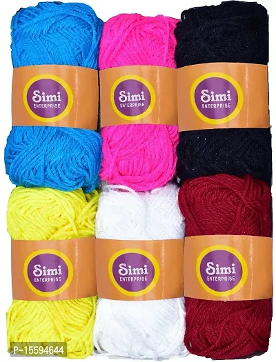 SIMI ENTERPRISE 100% Acrylic Wool Mix 8A 6 Pc M.G Ball Wool Ball Hand Knitting Wool/Art Craft Soft Fingering Crochet Hook Yarn-EC Art-IHC-thumb2