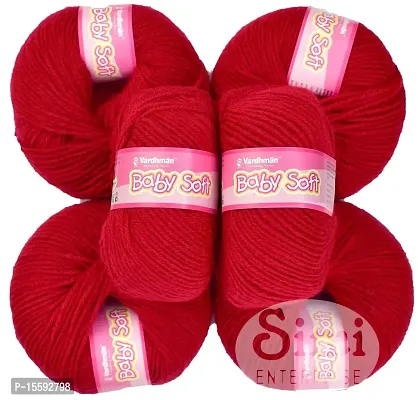 Vardhman 100% Acrylic Wool Red (8 pc) Baby-Soft Wool Ball Hand Knitting Wool/Art Craft Soft Fingering Crochet Hook Yarn, Needle Knitting Yarn Threa I