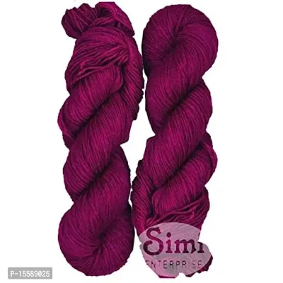 Vardhman S_Brilon Dark Magenta (300 gm) Wool Hank Hand Knitting Wool / Art Craft Soft Fingering Crochet Hook Yarn, Needle Knitting Yarn Thread dye Y