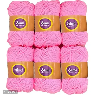SIMI ENTERPRISE 100% Acrylic Wool Pink 6 Pc M.G Ball Wool Ball Hand Knitting Wool/Art Craft Soft Fingering Crochet Hook Yarn-LB Art-DEJ