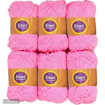 SIMI ENTERPRISE 100% Acrylic Wool Pink 6 Pc M.G Ball Wool Ball Hand Knitting Wool/Art Craft Soft Fingering Crochet Hook Yarn-LB Art-DEJ-thumb0