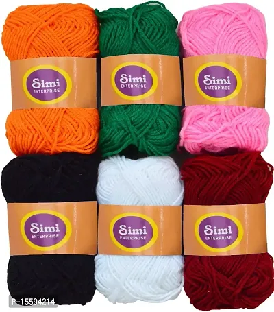 SIMI ENTERPRISE 100% Acrylic Wool Mix 1 6 Pc M.G Ball Wool Ball Hand Knitting Wool/Art Craft Soft Fingering Crochet Hook Yarn-VB Art-DCF