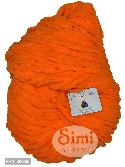 GANGA Knitting Yarn Thick Chunky Wool, Velvety Orange 400 GMS Best Used with Knitting Needles, Crochet Needles Wool Yarn for Knitting.-DN