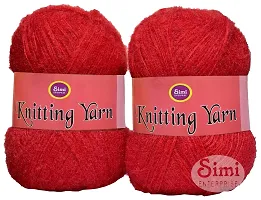 SIMI ENTERPRISE Knitting Wool Yarn, Soft Fancy Feather Wool Red 300 GMS Best Used with Knitting Needles, Soft Fancy Wool- Art-HDB-thumb1