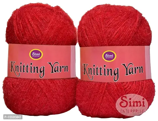 SIMI ENTERPRISE Knitting Wool Yarn, Soft Fancy Feather Wool Red 300 GMS Best Used with Knitting Needles, Soft Fancy Wool- Art-HDB-thumb2