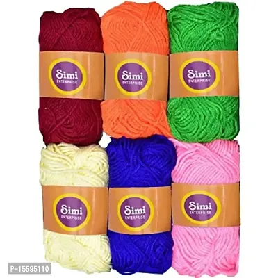 SIMI ENTERPRISE 100% Acrylic Wool Mix 5B 6 Pc M.G Ball Wool Ball Hand Knitting Wool/Art Craft Soft Fingering Crochet Hook Yarn-YB Art-IHI-thumb0