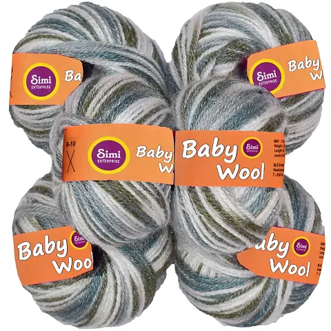 SIMI 100% Acrylic S/M Wool Wrosted (6 pc) Baby S/M Wool Hand Knitting J