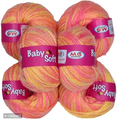 SIMI ENTERPRISE 100% Acrylic Wool M12 (Pack of 6) Baby Soft Wool Ball Hand Knitting Wool/Art Craft Soft Fingering Crochet Hook Yarn, Needle Knitting Yarn Thread Dyed ? Y-thumb0