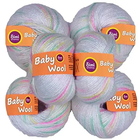 SIMI 100% Acrylic S/M Wool Wrosted (6 pc) Baby S/M Wool Hand Knitting