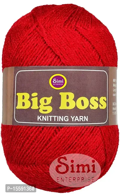 VARDHMAN Bigboss Red (200 gm) Wool Ball Hand Knitting Wool / Art Craft Soft Fingering Crochet Hook Yarn, Needle Knitting Yarn Thread dye Y-thumb0