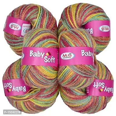 SIMI ENTERPRISE 100% Acrylic Wool M3 (Pack of 6) Baby Soft Wool Ball Hand Knitting Wool/Art Craft Soft Fingering Crochet Hook Yarn, Needle Knitting Yarn Thread Dyed ? C-thumb0