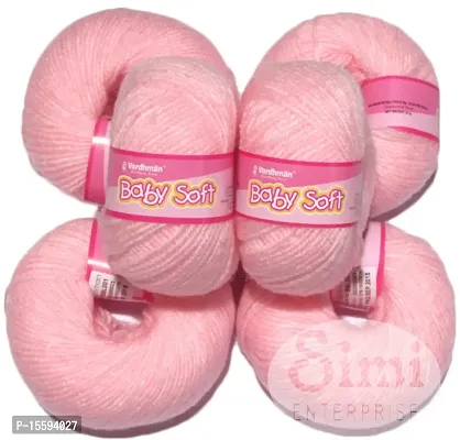 SIMI ENTERPRISE 100% Acrylic Wool Pink 8 Pc Baby Wool 4 ply Wool Ball Hand Knitting Wool/Art Craft Soft Fingering Crochet Hook Yarn-Art-HA