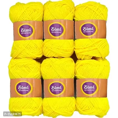 SIMI ENTERPRISE 100% Acrylic Wool Lemon 6 Pc M.G Ball Wool Ball Hand Knitting Wool/Art Craft Soft Fingering Crochet Hook Yarn-HB Art-DDE