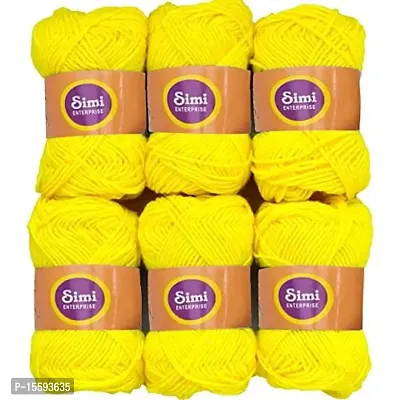 SIMI ENTERPRISE 100% Acrylic Wool Lemon 6 Pc M.G Ball Wool Ball Hand Knitting Wool/Art Craft Soft Fingering Crochet Hook Yarn-HB Art-DDE-thumb0