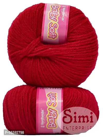 Vardhman 100% Acrylic Wool Red (8 pc) Baby-Soft Wool Ball Hand Knitting Wool/Art Craft Soft Fingering Crochet Hook Yarn, Needle Knitting Yarn Threa I-thumb2