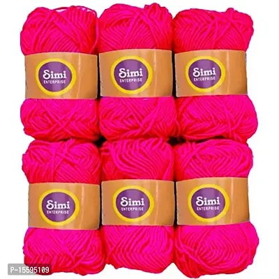 SIMI ENTERPRISE 100% Acrylic Wool Magenta 6 Pc M.G Ball Wool Ball Hand Knitting Wool/Art Craft Soft Fingering Crochet Hook Yarn-DB Art-DDF