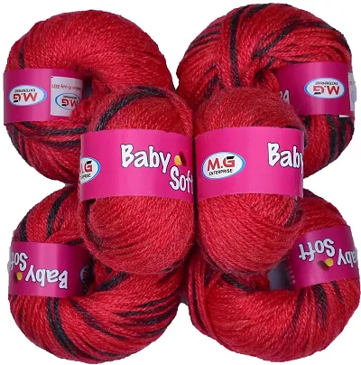 SIMI ENTERPRISE 100% Acrylic Wool M2 (Pack of 6) Baby Soft Wool Ball Hand Knitting Wool/Art Craft Soft Fingering Crochet Hook Yarn, Needle Knitting Yarn Thread Dyed ? V
