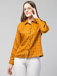 Peehu Collection Women's Pashmina Button Down Checkered Shirt Casual Long Sleeve-thumb4