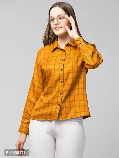 Peehu Collection Women's Pashmina Button Down Checkered Shirt Casual Long Sleeve-thumb5