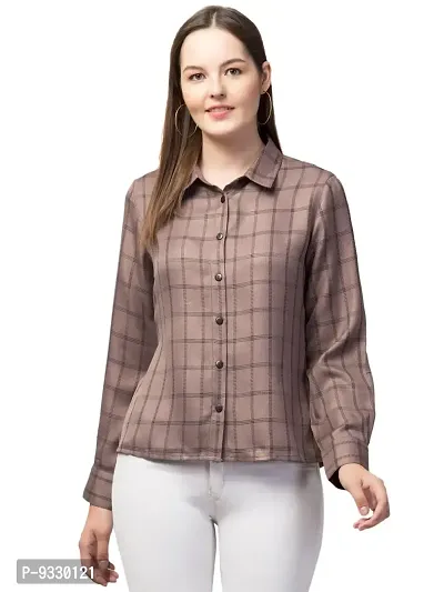 Peehu Collection Women's Pashmina Button Down Checkered Shirt Casual Long Sleeve