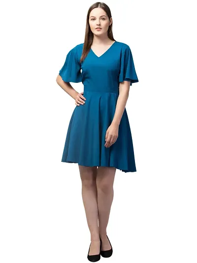 Peehu Collection Women's Fit and Flare Midi Knee Length Solid Dresses for Women A Line Dress | Girls Dress | Women Dresses | Dress for Women Stylish | Latest | Stylish | Beach Dress for Women