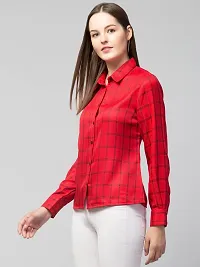 Peehu Collection Women's Pashmina Button Down Checkered Shirt Casual Long Sleeve-thumb3