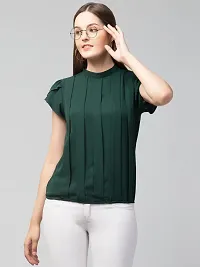 Peehu Collection Women's Cap Sleeve Tunic Tops Pleated Crew Neck T-Shirts Casual Loose Blouse and Top-thumb5