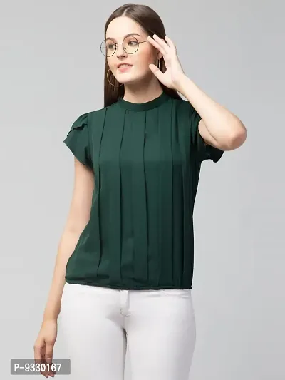 Peehu Collection Women's Cap Sleeve Tunic Tops Pleated Crew Neck T-Shirts Casual Loose Blouse and Top-thumb6