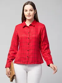 Peehu Collection Women's Pashmina Button Down Checkered Shirt Casual Long Sleeve-thumb5