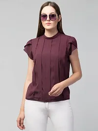 Peehu Collection Women's Cap Sleeve Tunic Tops Pleated Crew Neck T-Shirts Casual Loose Blouse and Top-thumb4