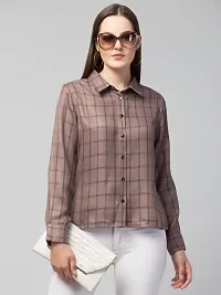 Peehu Collection Women's Pashmina Button Down Checkered Shirt Casual Long Sleeve-thumb4