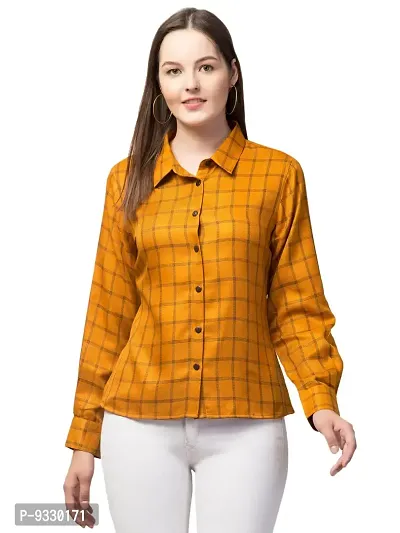 Peehu Collection Women's Pashmina Button Down Checkered Shirt Casual Long Sleeve-thumb0