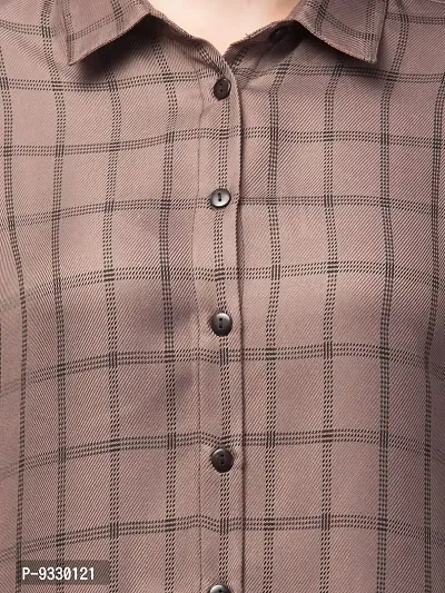 Peehu Collection Women's Pashmina Button Down Checkered Shirt Casual Long Sleeve-thumb4
