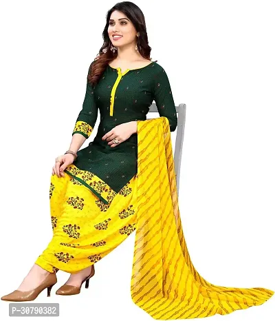 Elegant Green Crepe Printed Dress Material with Dupatta For Women-thumb4