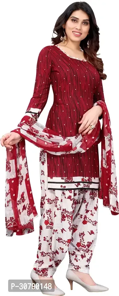 Elegant Maroon Crepe Printed Dress Material with Dupatta For Women-thumb3