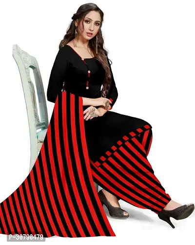 Elegant Black Crepe Solid Dress Material with Dupatta For Women