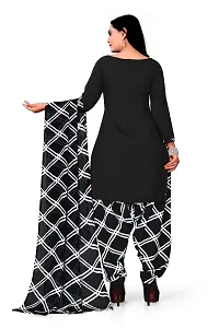 Elegant Black Crepe Checked Dress Material with Dupatta For Women-thumb1