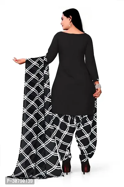 Elegant Black Crepe Checked Dress Material with Dupatta For Women-thumb2