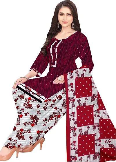 Elegant Crepe Dress Material with Dupatta For Women