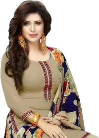 Elegant Beige Crepe Printed Dress Material with Dupatta For Women-thumb1