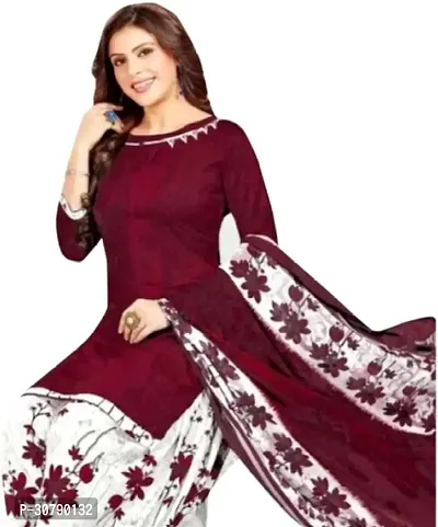 Elegant Maroon Crepe Printed Dress Material with Dupatta For Women-thumb3