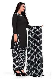 Elegant Black Crepe Checked Dress Material with Dupatta For Women-thumb3