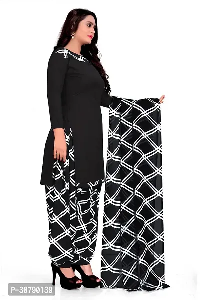 Elegant Black Crepe Checked Dress Material with Dupatta For Women-thumb4