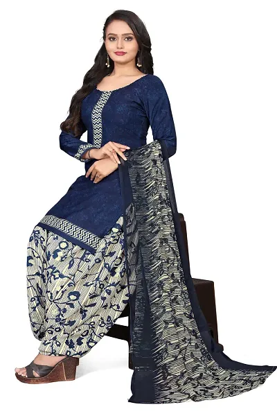 Elegant Crepe Dress Material with Dupatta For Women