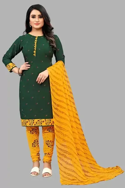 Elegant Crepe Dress Material with Dupatta For Women