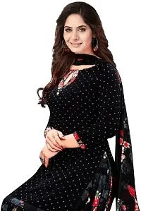 Elegant Black Crepe Solid Dress Material with Dupatta For Women-thumb1