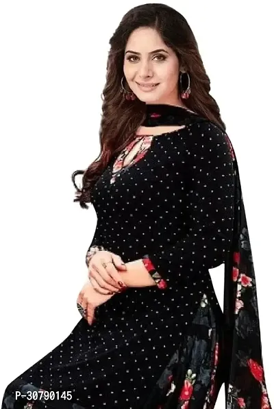 Elegant Black Crepe Solid Dress Material with Dupatta For Women-thumb2