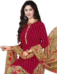 Elegant Red Crepe Printed Dress Material with Dupatta For Women-thumb2